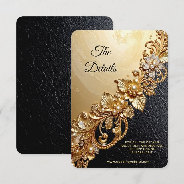Gold Floral Embellishments Detail Enclosure Card (Front/Back)
