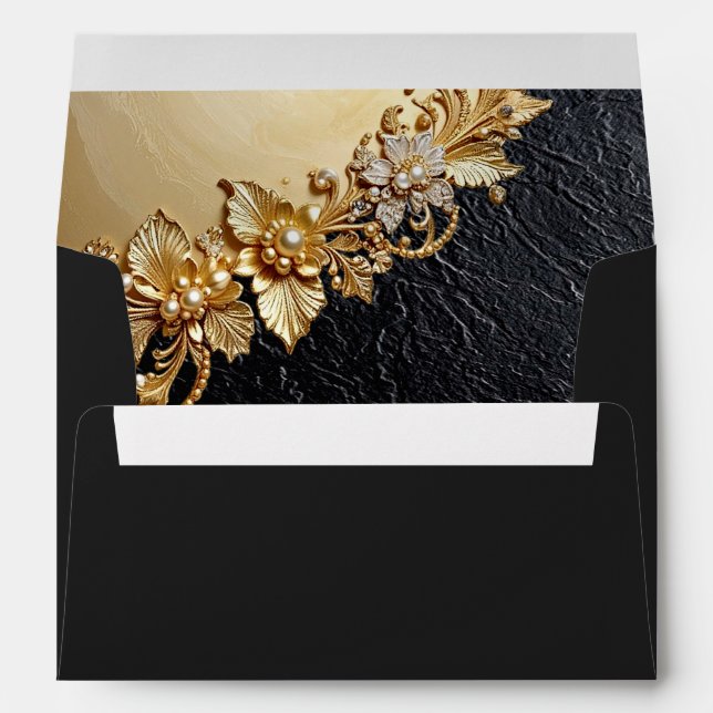 Gold Floral Embellishments Envelope (Back (Bottom))
