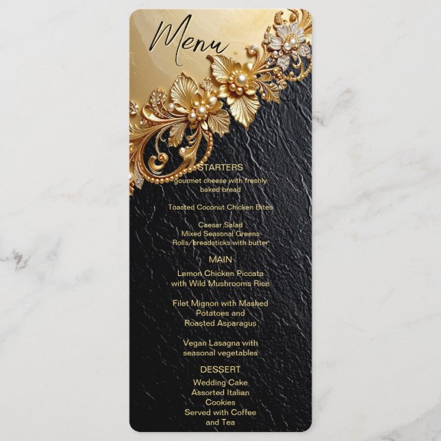 Gold Floral Embellishments Menu (Devant)