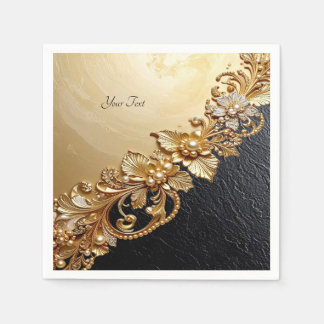 Gold Floral Embellishments Napkin