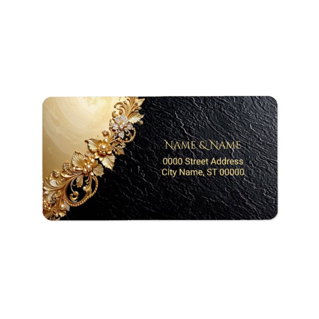 Gold Floral Embellishments Return Address Label (Front)