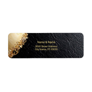 Gold Floral Embellishments Return Address Label