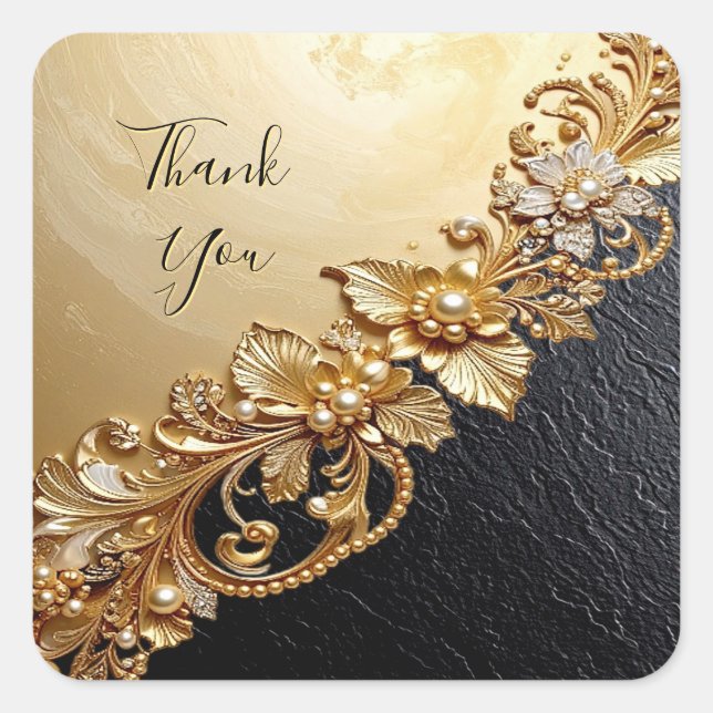 Gold Floral Embellishments Sticker (Front)