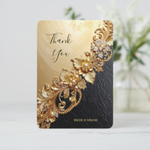 Gold Floral Embellishments Thank You Card