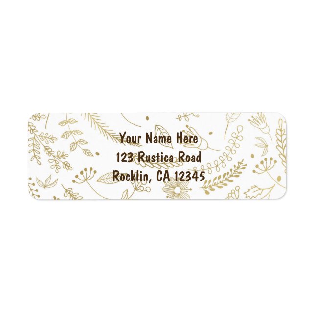 Gold Floral Feuille Faire-part de mariage rustique (Devant)