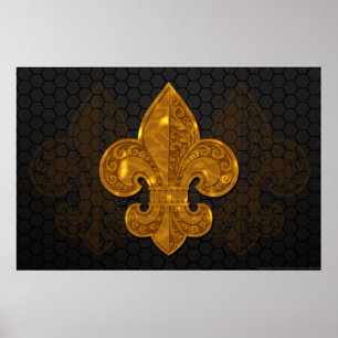 Gold Floral Fleur Poster #1