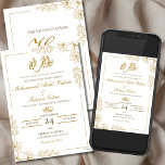 Gold Floral Frame Elegant White Paper Modern Nikah Invitation<br><div class="desc">Gold Floral Frame Elegant White Paper Modern Nikah Invitation especially design for muslim couple who plan to host a muslim islamic wedding, nikah or walima event. This invitation design with bismillah calligraphy, insha Allah calligraphy and also surah an-naba verse 8 with their translations and also easily personalized and customized for...</div>