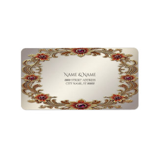 Gold Floral Frame Return Address Label