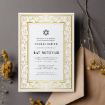 Gold Floral Frame Star of David Bar Bat Mitzvah Invitation<br><div class="desc">Celebrate Bar Mitzvah with this modern,  elegant invitation,  featuring your custom text. Easily add your own details by clicking on the "personalize" option.</div>