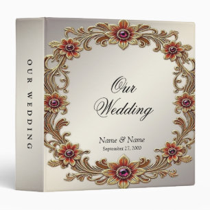 Gold Floral Frame with Red Stones Album Binder