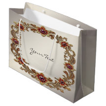 Gold Floral Frame with Red Stones Gift Bag