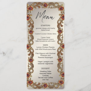 Gold Floral Frame with Red Stones Menu