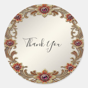 Gold Floral Frame with Red Stones Sticker