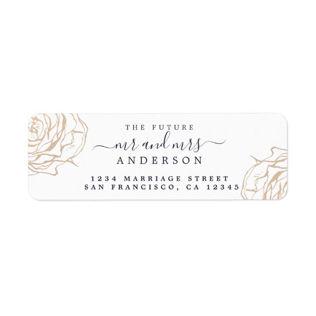 Gold Floral Future M. Mme Mariage Adresse de retou (Devant)