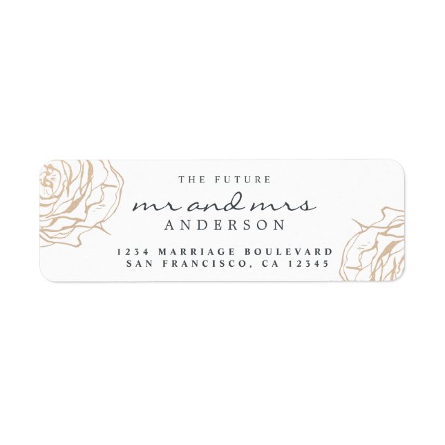 Gold Floral Future Mr Mrs Wedding Return Address (Front)
