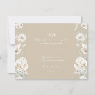 Gold Floral Garden Wedding RSVP  Card