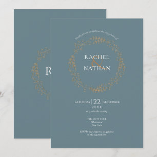 Gold Floral Garland Engagement Party Invitation