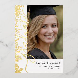 Gold Floral Graduate Photo Graduation Party 