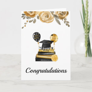 Gold Floral Graduation Congratulation Card