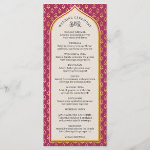 Gold Floral Indian & Hindu Wedding Program Card