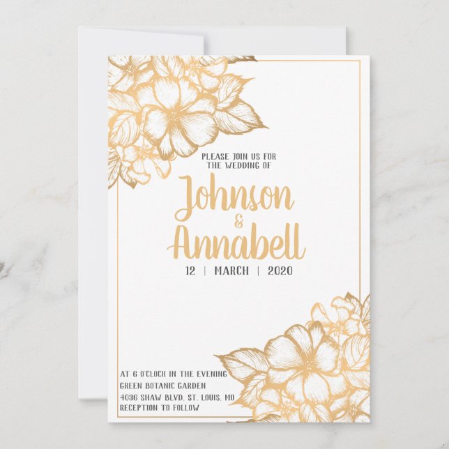 Gold Floral Invitation (Front)