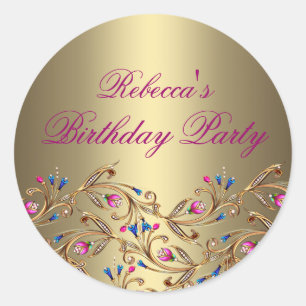 gold Floral Jewel Envelope Sticker/seal Classic Round Sticker