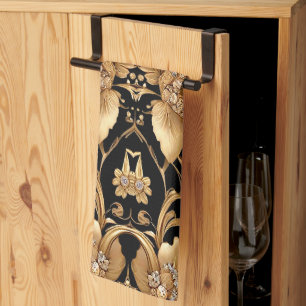 Gold Floral Kitchen Towels