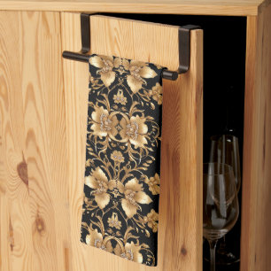 Gold Floral Kitchen Towels