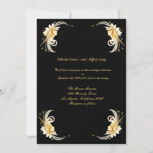 Gold Floral Leaf Border Wedding Invitation