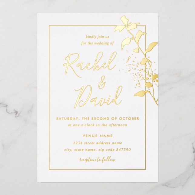 Gold Floral Leaf Wedding (Front)