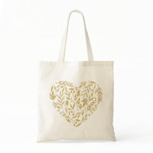 Gold Floral Leaves Heart Love Wedding Bridesmaids