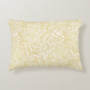 Gold floral leaves pattern accent pillow