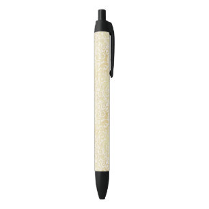 Gold floral leaves pattern black ink pen
