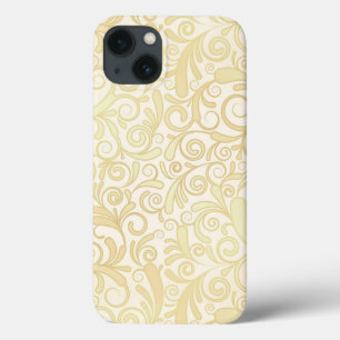 Gold floral leaves pattern iPhone 13 case