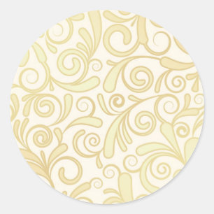 Gold floral leaves pattern classic round sticker