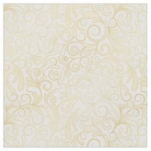Gold floral leaves pattern fabric