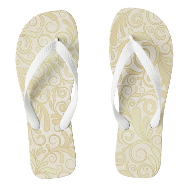 Gold floral leaves pattern flip flops (Footbed)