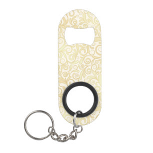 Gold floral leaves pattern keychain bottle opener