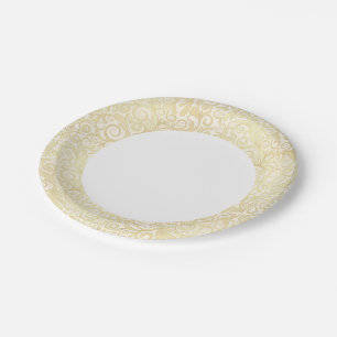 Gold floral leaves pattern paper plate