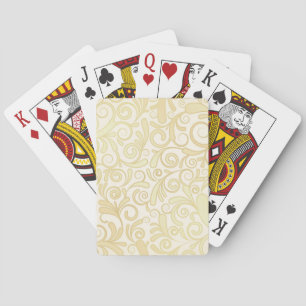 Gold floral leaves pattern playing cards