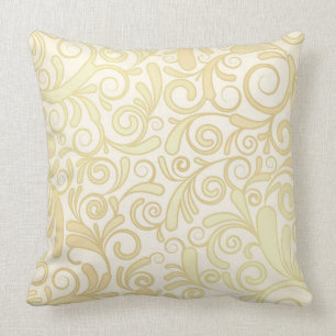 Gold floral leaves pattern throw pillow