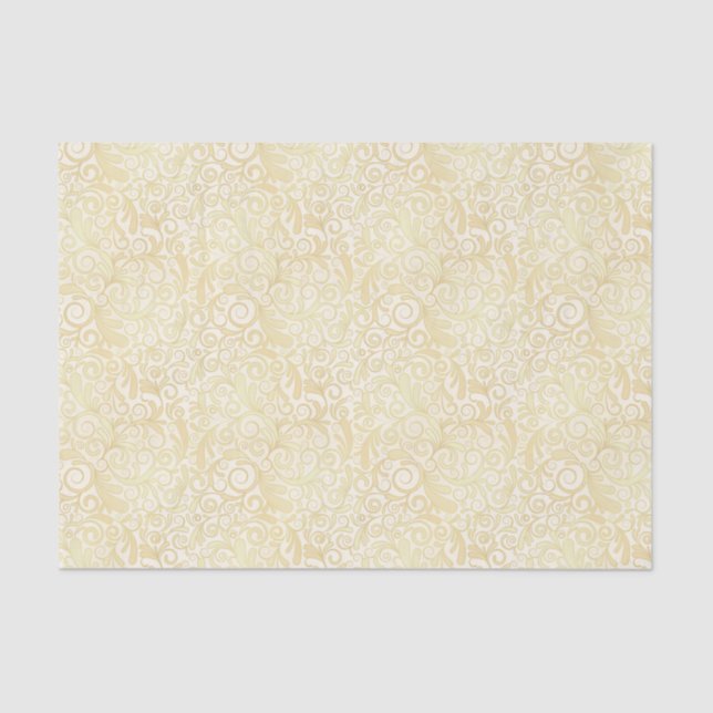 Gold floral leaves pattern tissue paper (Front)