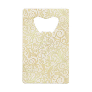 Gold floral leaves pattern wallet bottle opener