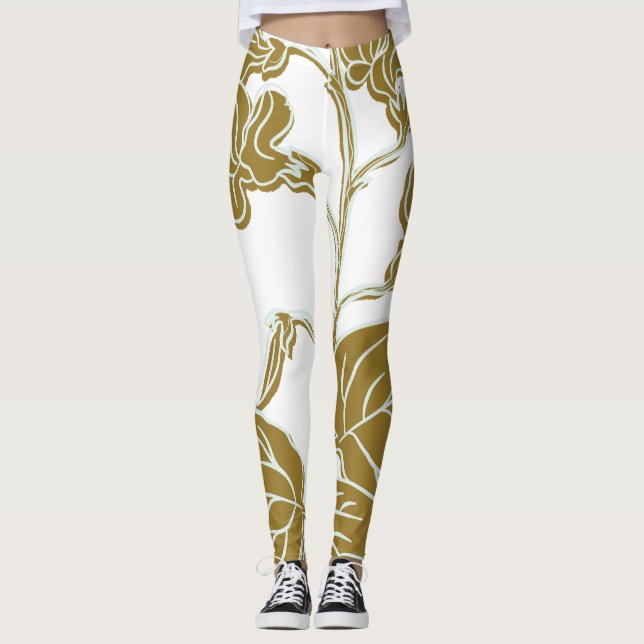 Gold Floral Leggings (Front)