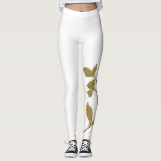 Gold Floral Leggings
