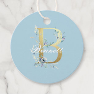 Gold Floral Letter "B" Customizable Favour Tags