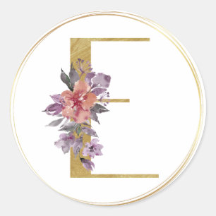 Gold Floral Letter E Monogram Seal