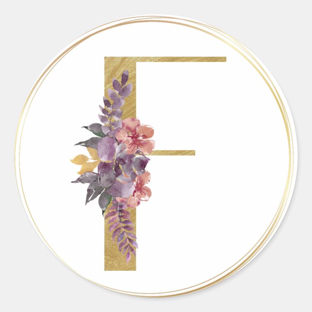 Gold Floral Letter F Monogram Seal (Front)