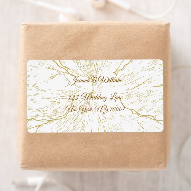 Gold Floral Line Art Botanical Wedding (En situation)