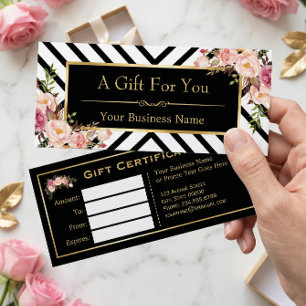 Gold Floral Makeup Hair Salon Gift Certificate